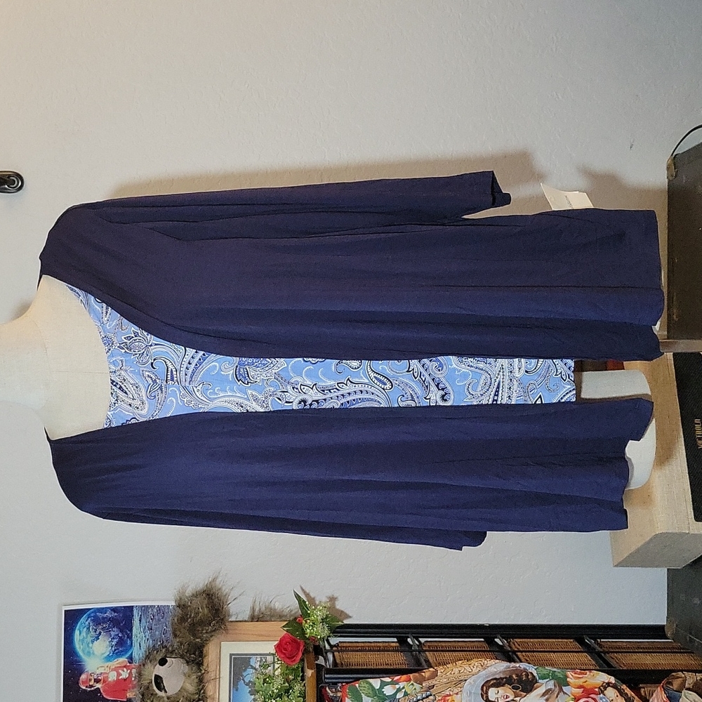 CROFT& BARROW Attached Cardigan Paisley Tunic Shirt 2X - Picture 3 of 12